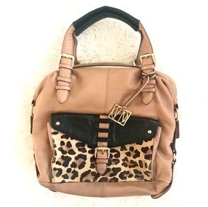 VN Genuine leather and leopard print pony purse